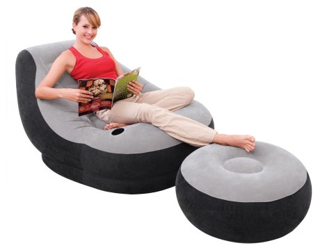 Fotel welurowy z podnóżkiem 130 x 99 x 76 cm INTEX 68564 Fotel welurowy z podnóżkiem 130 x 99 x 76 cm INTEX 68564