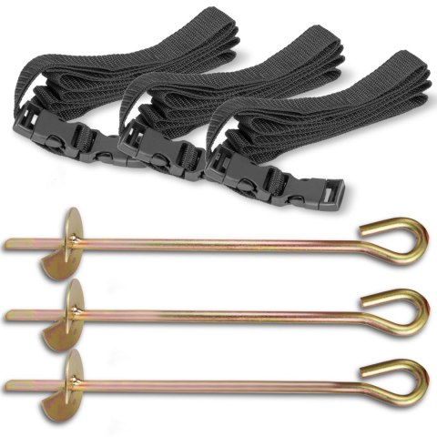 Komplet kotw 3 szt do mocowania trampoliny ogrodowej Komplet kotw 3 szt do mocowania trampoliny ogrodowej