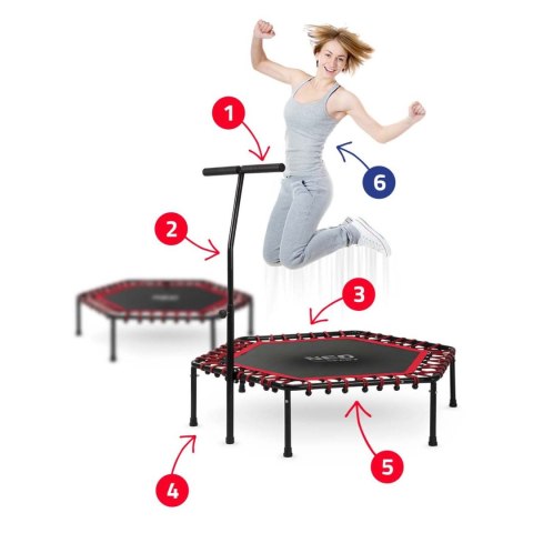 Trampolina fitness z uchwytem 127 cm Neo-Sport - sześciokątna czerwona Trampolina fitness z uchwytem 127 cm Neo-Sport - sześciokątna czerwona