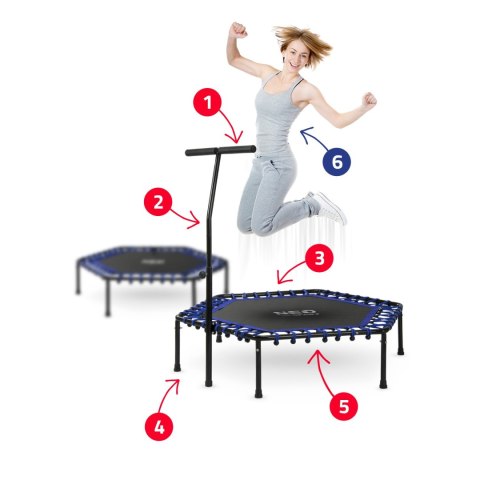 Trampolina fitness z uchwytem 127 cm Neo-Sport - sześciokątna niebieska Trampolina fitness z uchwytem 127 cm Neo-Sport - sześciokątna niebieska