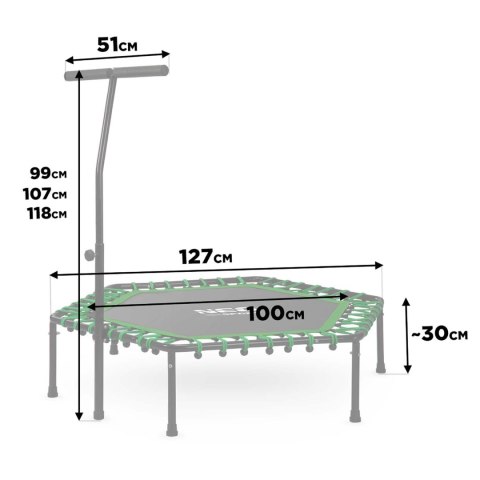 Trampolina fitness z uchwytem 127 cm Neo-Sport - sześciokątna zielona Trampolina fitness z uchwytem 127 cm Neo-Sport - sześciokątna zielona