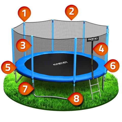 Trampolina ogrodowa 12ft/374cm z siatką zewnętrzną i drabinką Neo-Sport Trampolina ogrodowa 12ft/374cm z siatką zewnętrzną i drabinką Neo-Sport