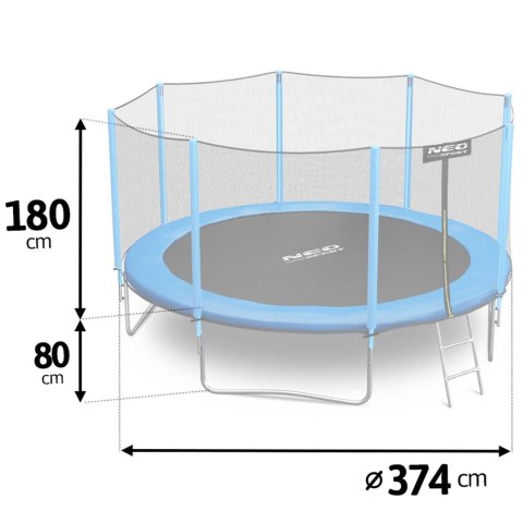 Trampolina ogrodowa 12ft/374cm z siatką zewnętrzną i drabinką Neo-Sport Trampolina ogrodowa 12ft/374cm z siatką zewnętrzną i drabinką Neo-Sport