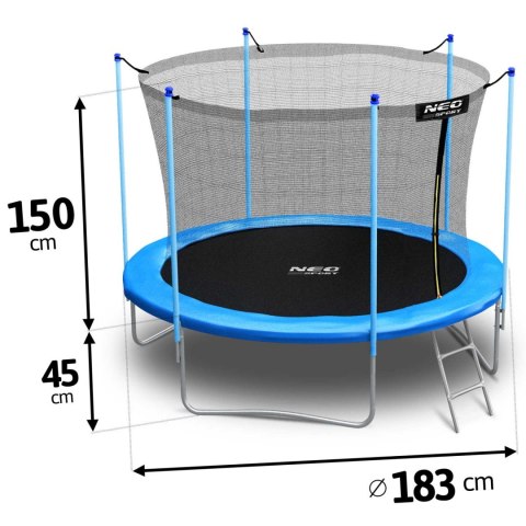 Trampolina ogrodowa 6ft/183cm z siatką wewnętrzną i drabinką Neo-Sport Trampolina ogrodowa 6ft/183cm z siatką wewnętrzną i drabinką Neo-Sport