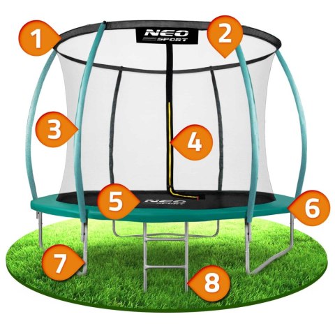 Trampolina ogrodowa profilowana 10ft/312cmz siatką wewnętrzną Neo-Sport Trampolina ogrodowa profilowana 10ft/312cmz siatką wewnętrzną Neo-Sport