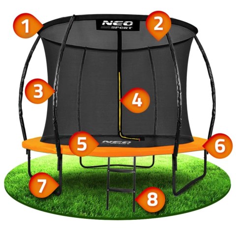 Trampolina ogrodowa profilowana 8ft/252cm z siatką wewnętrzną Neo-Sport Trampolina ogrodowa profilowana 8ft/252cm z siatką wewnętrzną Neo-Sport