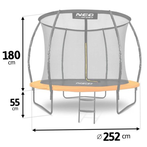 Trampolina ogrodowa profilowana 8ft/252cm z siatką wewnętrzną Neo-Sport Trampolina ogrodowa profilowana 8ft/252cm z siatką wewnętrzną Neo-Sport