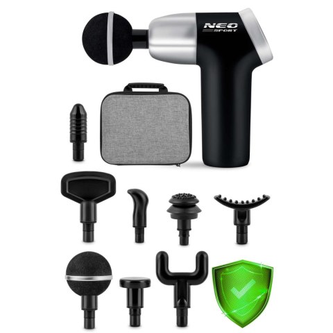 Pistolet do masażu ciała 8 nakładek NS-500 Neo-sport czarny Pistolet do masażu ciała 8 nakładek NS-500 Neo-sport czarny
