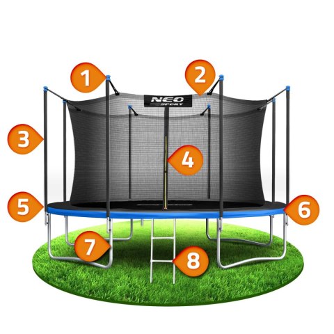 Trampolina ogrodowa 12ft/374cm z siatką wewnętrzną i drabinką Neo-Sport Trampolina ogrodowa 12ft/374cm z siatką wewnętrzną i drabinką Neo-Sport