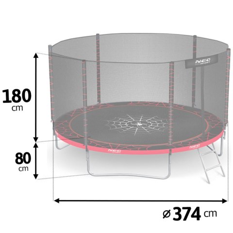 Trampolina ogrodowa 12ft/374cm z siatką zewnętrzną i drabinką Neo-Sport Trampolina ogrodowa 12ft/374cm z siatką zewnętrzną i drabinką Neo-Sport
