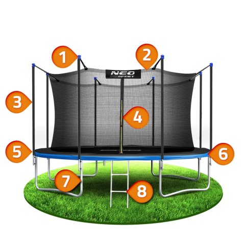 Trampolina ogrodowa 14ft/435cm z siatką wewnętrzną i drabinką Neo-Sport Trampolina ogrodowa 14ft/435cm z siatką wewnętrzną i drabinką Neo-Sport