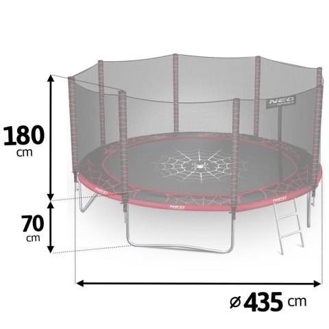 Trampolina ogrodowa 14ft/435cm z siatką zewnętrzną i drabinką Neo-Sport Trampolina ogrodowa 14ft/435cm z siatką zewnętrzną i drabinką Neo-Sport