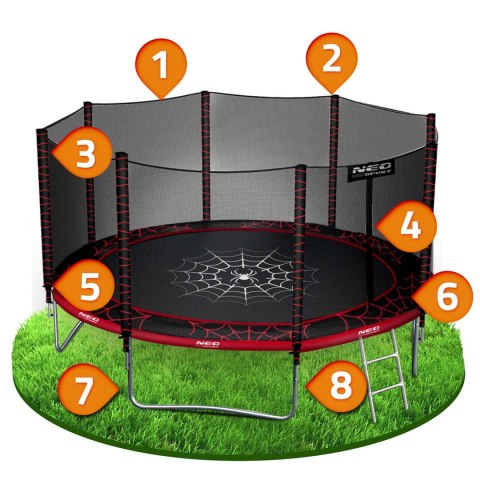 Trampolina ogrodowa 14ft/435cm z siatką zewnętrzną i drabinką Neo-Sport Trampolina ogrodowa 14ft/435cm z siatką zewnętrzną i drabinką Neo-Sport