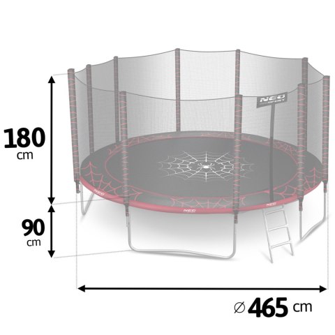 Trampolina ogrodowa 15ft/465cm z siatką zewnętrzną i drabinką Neo-Sport Trampolina ogrodowa 15ft/465cm z siatką zewnętrzną i drabinką Neo-Sport