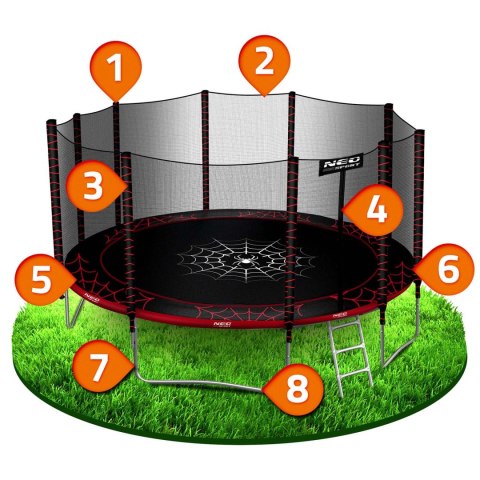 Trampolina ogrodowa 15ft/465cm z siatką zewnętrzną i drabinką Neo-Sport Trampolina ogrodowa 15ft/465cm z siatką zewnętrzną i drabinką Neo-Sport