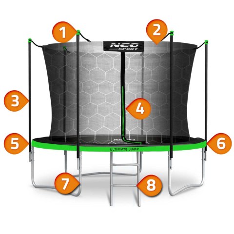 Trampolina ogrodowa 8ft/252cm z siatką wewnętrzną i drabinką Neo-Sport Trampolina ogrodowa 8ft/252cm z siatką wewnętrzną i drabinką Neo-Sport