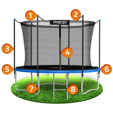 Trampolina ogrodowa 8ft/252cm z siatką wewnętrzną i drabinką Neo-Sport Trampolina ogrodowa 8ft/252cm z siatką wewnętrzną i drabinką Neo-Sport