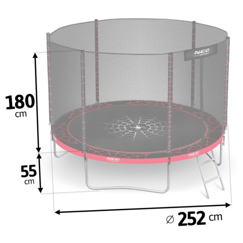 Trampolina ogrodowa 8ft/252cm z siatką zewnętrzną i drabinką Neo-Sport Trampolina ogrodowa 8ft/252cm z siatką zewnętrzną i drabinką Neo-Sport