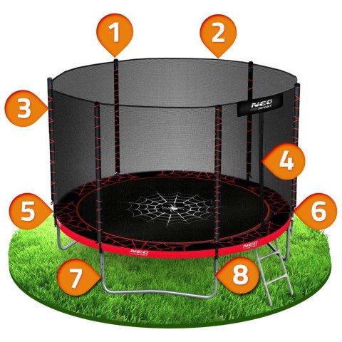 Trampolina ogrodowa 8ft/252cm z siatką zewnętrzną i drabinką Neo-Sport Trampolina ogrodowa 8ft/252cm z siatką zewnętrzną i drabinką Neo-Sport