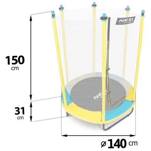 Trampolina ogrodowa dla dzieci 140 cm 4,5ft Neo-Sport Trampolina ogrodowa dla dzieci 140 cm 4,5ft Neo-Sport