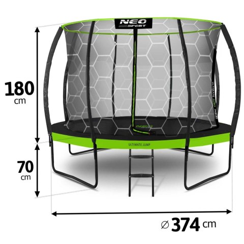 Trampolina ogrodowa profilowana 12ft/374cm z siatką wewnętrzną Neo-Sport Trampolina ogrodowa profilowana 12ft/374cm z siatką wewnętrzną Neo-Sport