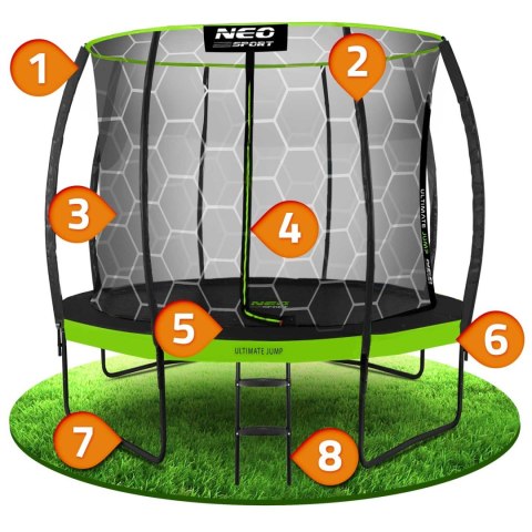 Trampolina ogrodowa profilowana 8ft/252cm z siatką wewnętrzną Neo-Sport Trampolina ogrodowa profilowana 8ft/252cm z siatką wewnętrzną Neo-Sport