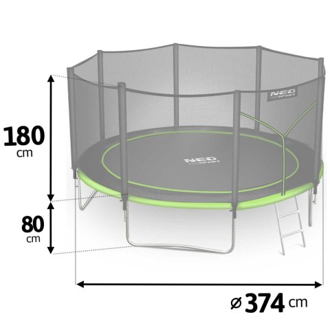 Trampolina ogrodowa 12ft/374cm z siatką zewnętrzną i drabinką Neo-Sport Trampolina ogrodowa 12ft/374cm z siatką zewnętrzną i drabinką Neo-Sport