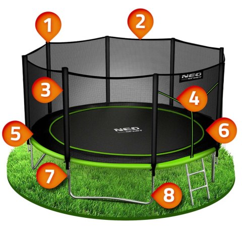 Trampolina ogrodowa 12ft/374cm z siatką zewnętrzną i drabinką Neo-Sport Trampolina ogrodowa 12ft/374cm z siatką zewnętrzną i drabinką Neo-Sport
