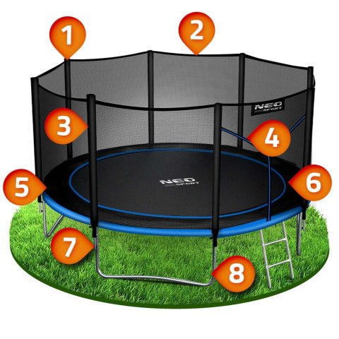 Trampolina ogrodowa 14ft/435cm z siatką zewnętrzną i drabinką Neo-Sport Trampolina ogrodowa 14ft/435cm z siatką zewnętrzną i drabinką Neo-Sport