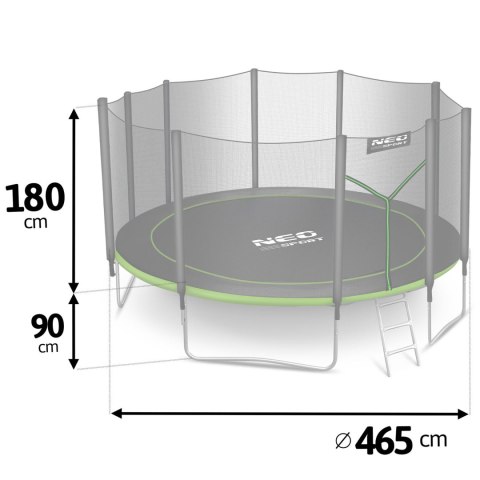 Trampolina ogrodowa 15ft/465cm z siatką zewnętrzną i drabinką Neo-Sport Trampolina ogrodowa 15ft/465cm z siatką zewnętrzną i drabinką Neo-Sport