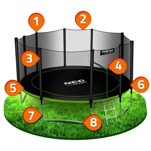 Trampolina ogrodowa 15ft/465cm z siatką zewnętrzną i drabinką Neo-Sport Trampolina ogrodowa 15ft/465cm z siatką zewnętrzną i drabinką Neo-Sport