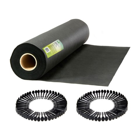 Agrotkanina ogrodowa 1,6 m x 100 m 90 g/m2 + 100 szpilek Plonos - czarna Agrotkanina ogrodowa 1,6 m x 100 m 90 g/m2 + 100 szpilek Plonos - czarna