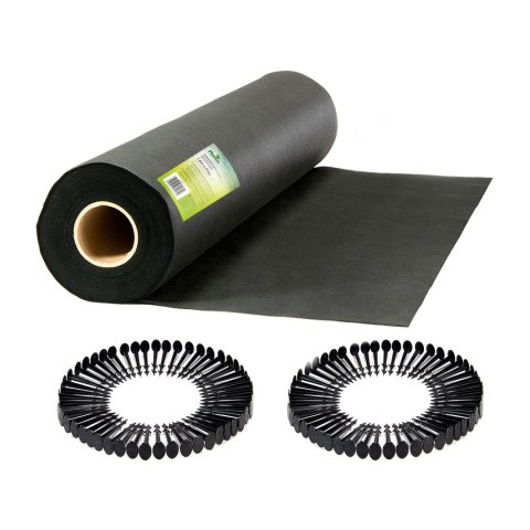 Agrowłóknina ogrodowa 1,6 m x 50 m 70 g/m2 + 100 szpilek Plonos - czarna Agrowłóknina ogrodowa 1,6 m x 50 m 70 g/m2 + 100 szpilek Plonos - czarna