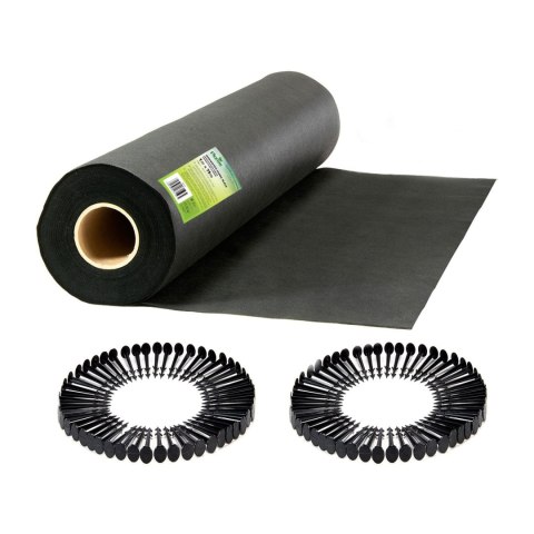 Agrowłóknina ogrodowa 1 m x 75 m + 100 szpilek Plonos - czarna Agrowłóknina ogrodowa 1 m x 75 m + 100 szpilek Plonos - czarna