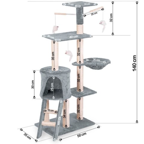 Drapak dla kota 140 cm DR-267 Pethaus z myszką j. szary Drapak dla kota 140 cm DR-267 Pethaus z myszką j. szary