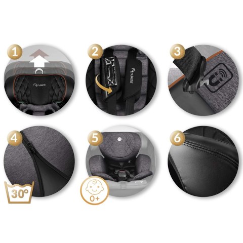 Fotelik samochodowy Nukido Prestige Line czarno-szary 0-36 kg ISOFIX Fotelik samochodowy Nukido Prestige Line czarno-szary 0-36 kg ISOFIX