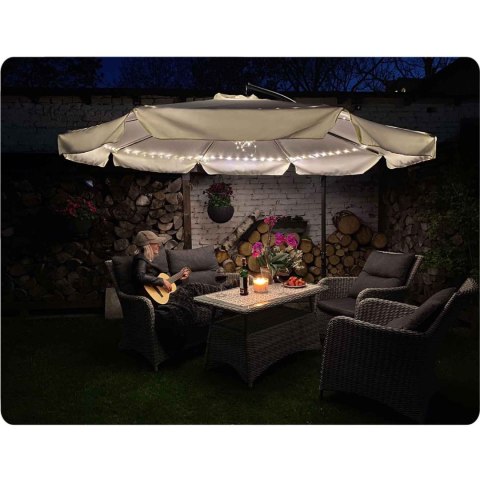 Parasol ogrodowy składany 6 segmentów szary 350cm Parasol ogrodowy składany 6 segmentów szary 350cm