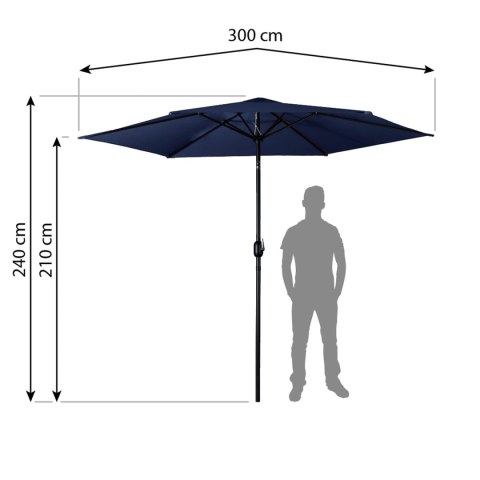 Parasol ogrodowy składany 6 segmentowy 300 cm z pokrowcem Plonos PL-884 Parasol ogrodowy składany 6 segmentowy 300 cm z pokrowcem Plonos PL-884