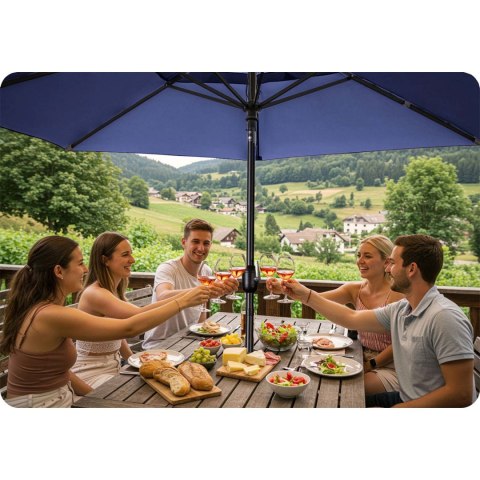 Parasol ogrodowy składany 6 segmentowy 300 cm z pokrowcem Plonos PL-884 Parasol ogrodowy składany 6 segmentowy 300 cm z pokrowcem Plonos PL-884