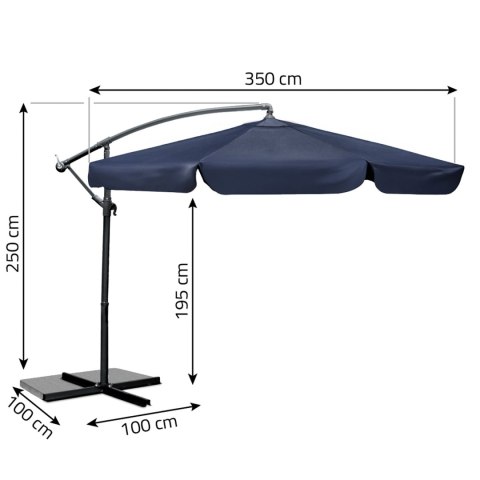 Parasol ogrodowy składany 6 segmentowy 350 cm z pokrowcem Plonos PL-880 Parasol ogrodowy składany 6 segmentowy 350 cm z pokrowcem Plonos PL-880