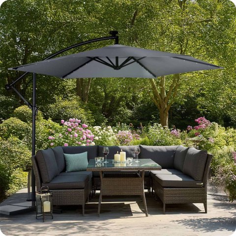 Parasol ogrodowy składany 6 segmentowy 350 cm z pokrowcem i lampkami Plonos PL-882 Parasol ogrodowy składany 6 segmentowy 350 cm z pokrowcem i lampkami Plonos PL-882