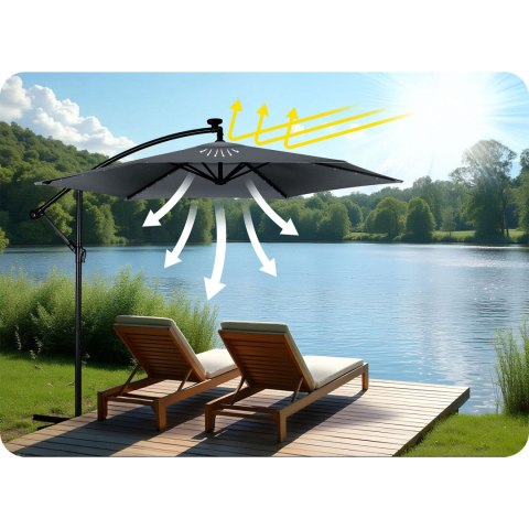 Parasol ogrodowy składany 6 segmentowy 350 cm z pokrowcem i lampkami Plonos PL-882 Parasol ogrodowy składany 6 segmentowy 350 cm z pokrowcem i lampkami Plonos PL-882