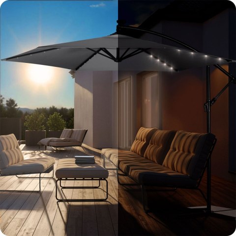 Parasol ogrodowy składany 6 segmentowy 350 cm z pokrowcem i lampkami Plonos PL-882 Parasol ogrodowy składany 6 segmentowy 350 cm z pokrowcem i lampkami Plonos PL-882