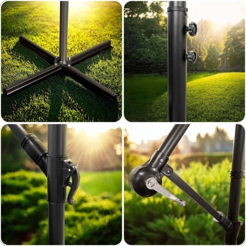 Parasol ogrodowy składany 6 segmentowy 350 cm z pokrowcem i lampkami Plonos PL-882 Parasol ogrodowy składany 6 segmentowy 350 cm z pokrowcem i lampkami Plonos PL-882
