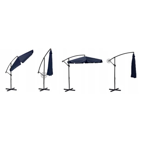 Parasol ogrodowy składany 8 segmentów granatowy 350cm Parasol ogrodowy składany 8 segmentów granatowy 350cm