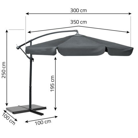 Parasol ogrodowy składany 8 segmentowy 350 cm z pokrowcem Plonos PL-881 Parasol ogrodowy składany 8 segmentowy 350 cm z pokrowcem Plonos PL-881