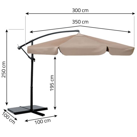 Parasol ogrodowy składany 8 segmentowy 350 cm z pokrowcem Plonos PL-881 Parasol ogrodowy składany 8 segmentowy 350 cm z pokrowcem Plonos PL-881