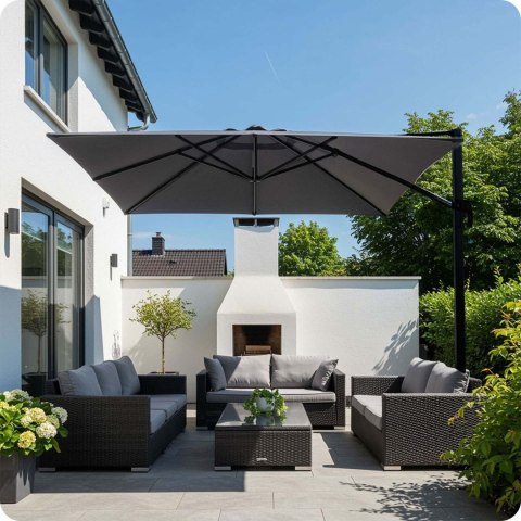 Parasol ogrodowy składany 8 segmentowy 420 cm z pokrowcem Plonos PL-883 Parasol ogrodowy składany 8 segmentowy 420 cm z pokrowcem Plonos PL-883