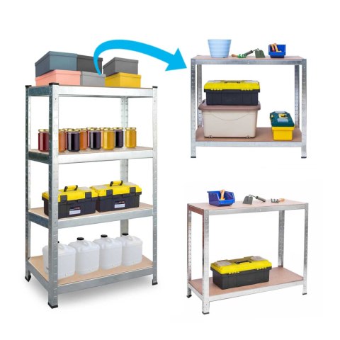 Regał metalowy magazynowy zestaw 2 szt 150 x 75 x 30 cm Plonos PL-700 Regał metalowy magazynowy zestaw 2 szt 150 x 75 x 30 cm Plonos PL-700