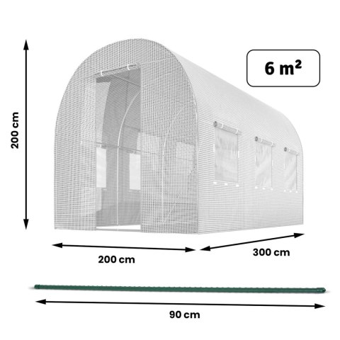 Tunel ogrodowy 2 x 3 m (6m2) biały Plonos Tunel ogrodowy 2 x 3 m (6m2) biały Plonos